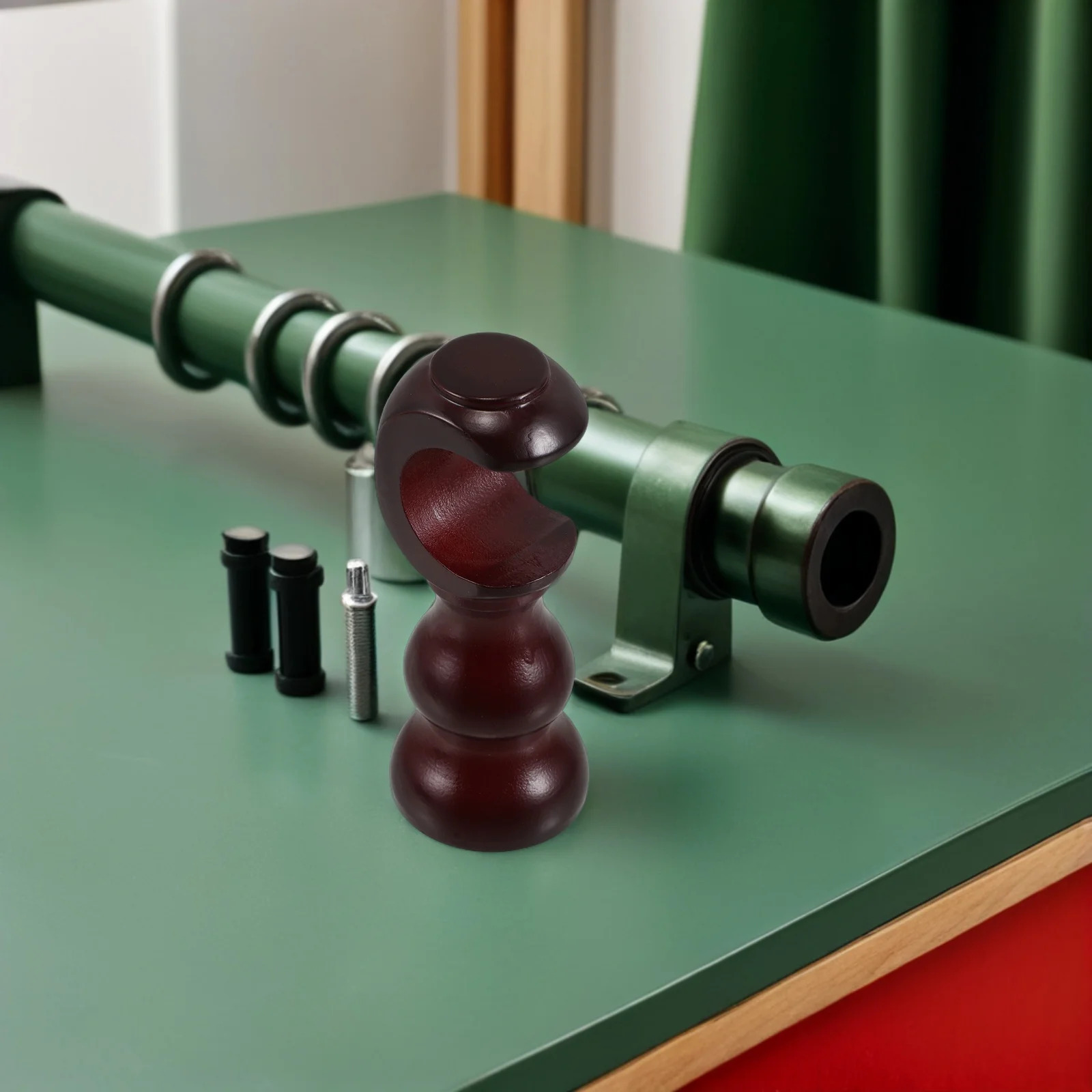 

2Pcs Solid Wood Curtain Rod Brackets Natural Finish Reliable Support for Bedroom Living Room Window Drapery Rod Mounting