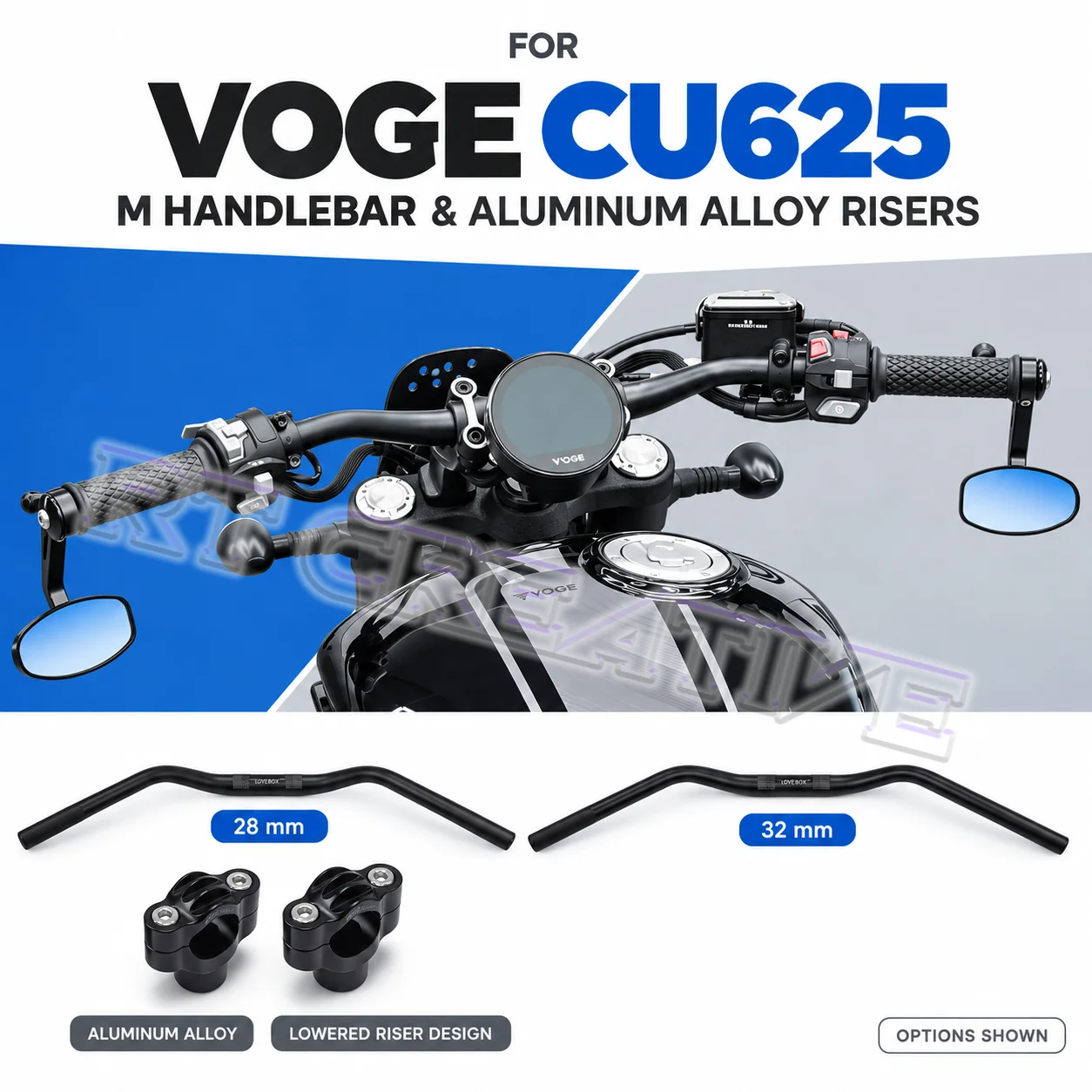 Forward-leaning M-style handlebars for VOGE CU625
