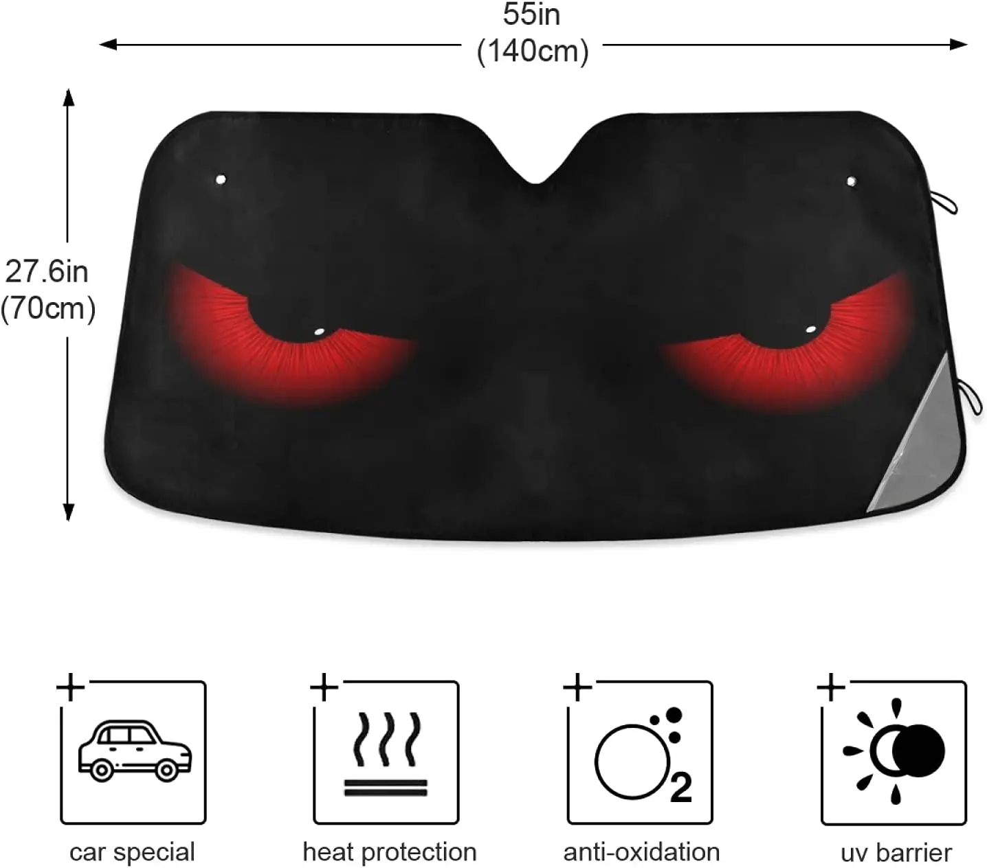 عيون الشر مظلة السيارات الزجاج الأمامي الأحمر العين Sunshield UV حامي ظلة حارس النافذة طوي لشاحنة سيارة SUV