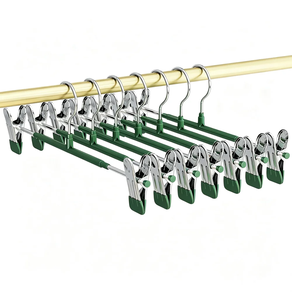 Stainless Steel Pants Hangers Clips Non Slip No Trace Skirt Jk Garment Rack Adjustable Laundry Closet Storage Organizer