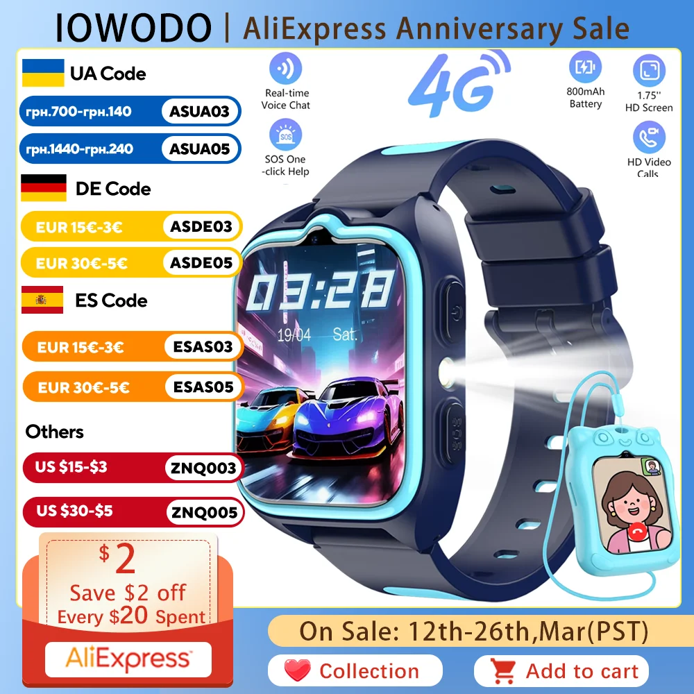 

New Z30 Kids Smart Watch Waterproof Video Monitor Tracker 4G Call Watch SOS GPS Location Digital Watches for Chirdren's Gift