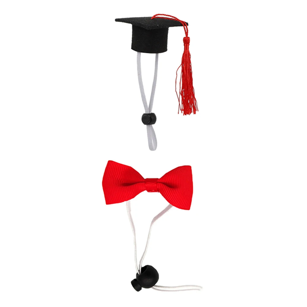 

2Pcs Pet Dr Hat Bow Tie Set Adjustable Felt Comfortable Small Animal Costume Accessories Festival Celebration Supplies