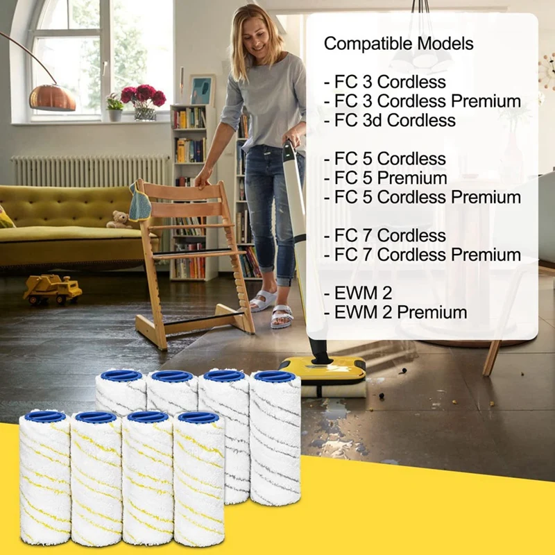 Акция! Набор сменных деталей для Karcher FC7 FC5 FC3 FC3D EWM2, 8 шт., Электрический жесткий напольный очиститель, сменный ролик