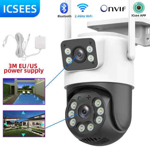 Imagen 1 del producto camara vigilancia wifi camara vigilancia wifi exterior Cámara de vigilancia Wifi 4K 8MP, lente Dual, inalámbrica, seguridad al aire libre, PTZ, cámaras IP, AI, detección humana, cámara CCTV, Zoom Digital 4X