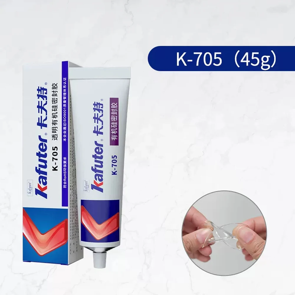 Oryginalna k-705 Kafuter RTV gumowy jednoskładnikowy silikonowy przezroczysty Organosilicon lejący uszczelniacz 45g — zdjęcie 4