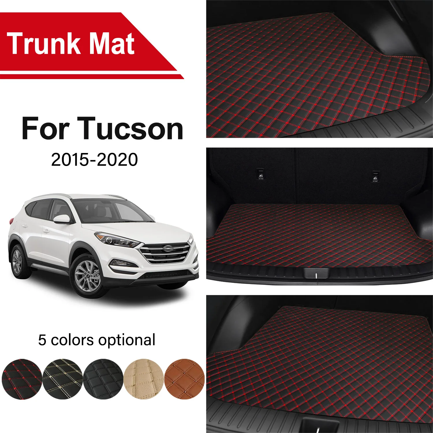 

Car Trunk Mat For Hyundai Tucson 2020 2019 2018 2017 2016 2015Cargo Liner Replacement Carpet Embroidered Leather Car Accessories