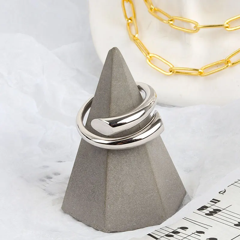 

925 Sterling Minimalist Adjustable Rings Smooth Irregular Geometric For Women Trendy Fine Party Jewelry Decoration