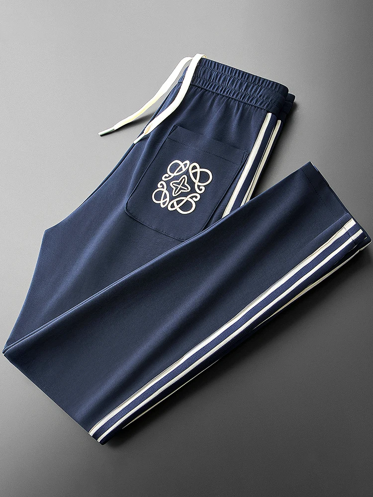 

JSBD-NZ spring and summer high-end color contrast stitching space cotton sweatpants men's straight leg sports casual pants