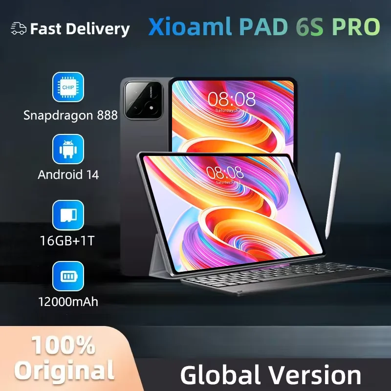 

Global Version Original Pad 6S Pro Android 14 11inch Snapdragon 888 12000mAh HD 4K 16GB+1T 5G Dual SIM Bluetooth WiFi GPS Mi Tab