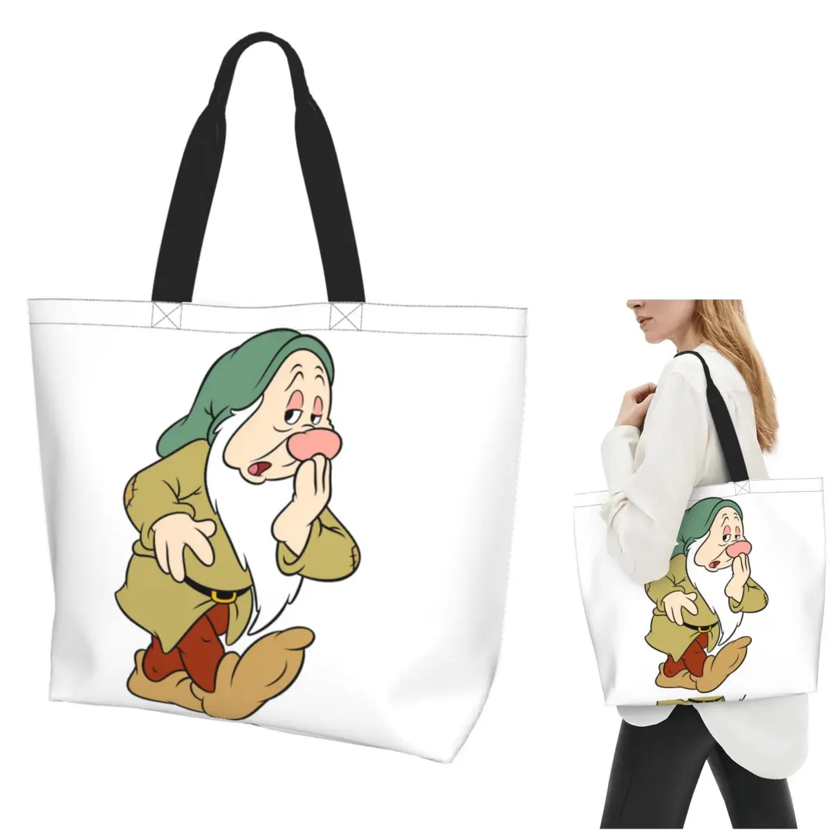 

Сумка-тоут для покупок Seven Dwarfs, парусиновая сумка на плечо большой вместимости, продуктовая сумка для покупок для женщин
