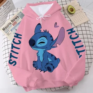 Disney hoodie moda ponto anjo monstro carta dos desenhos animados moletom pulôver bonito harajuku unisex feminino bolso topo 12 principais vendas moletons de animes - №11