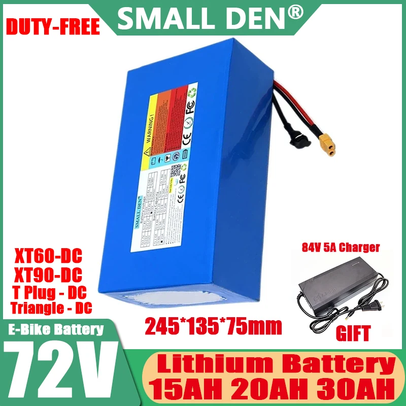 72V 30Ah 20AH 15AH 21700 lithium battery pack 20S6P with BMS same port 50A 0-3500W high-power high-capacity lithium ion battery