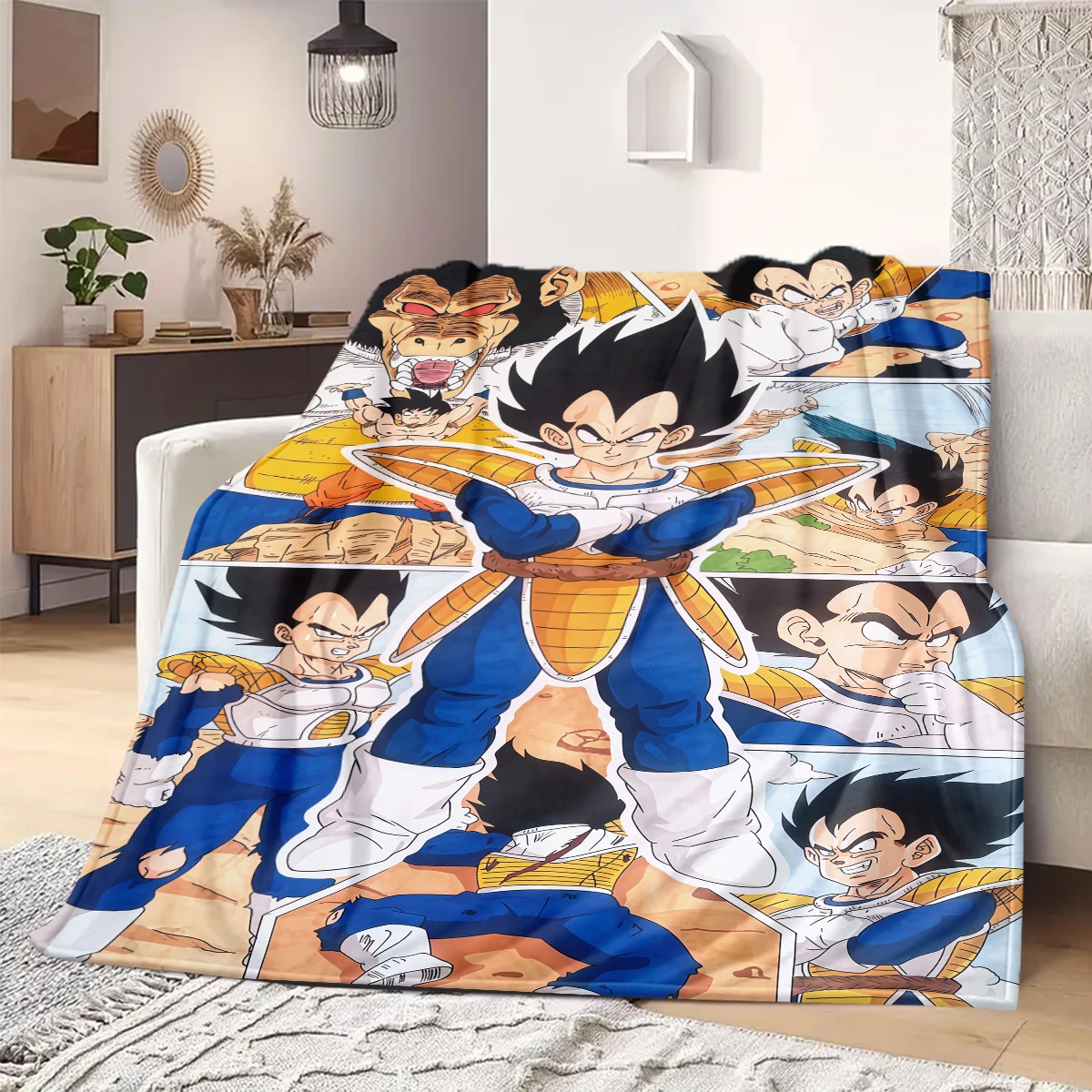 Dragon Ball Z Print Blanket Warm Comfortable Flannel Blanket Suitable for Bedrooms,Sofas, Beds,Chairs,Travel -QIAO16