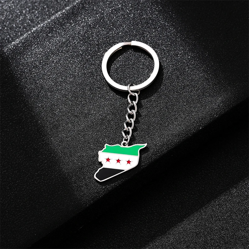 Stainless Steel Syria Map Flag Pendant Keychain for Women Men Gold Color/Silver Color Charm Fashion Syrians Map Chain Jewelry