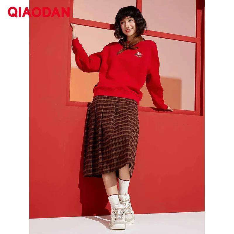 

QIAODAN Women's Pullovers Sweatshirts 2025 Autumn Winter New Arrivals Long Sleeve Breathable Round Neck Knit Tops QDLWD2251708