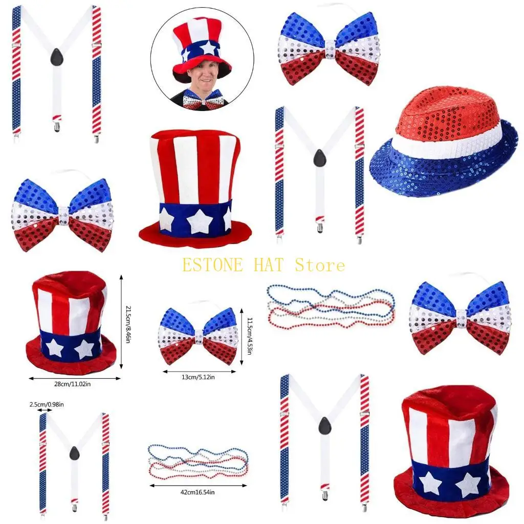 49mf-accesorios-disfraz-patriotico-tio-sombrero-del-4-julio-con-pajarita-y-collar-cuentas-trajes-fiesta-del-dia