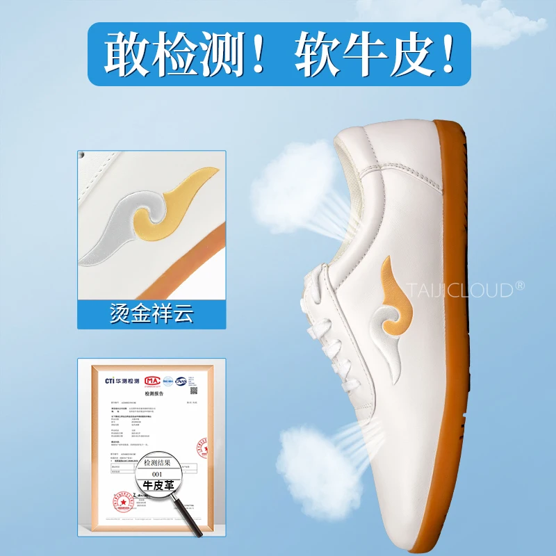 أحذية تاي تشي للنساء والرجال - أحذية تدريب فنون الدفاع عن النفس من الجلد الطبيعي مع نعل مطاطي غير قابل للانزلاق (ممارسة تاي تشي)