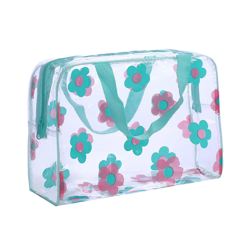 

Transparent PVC Makeup Bags Portable Women's Floral Waterproof Cosmetic Bag Travel Washing Toiletry Shower Storage Pouches