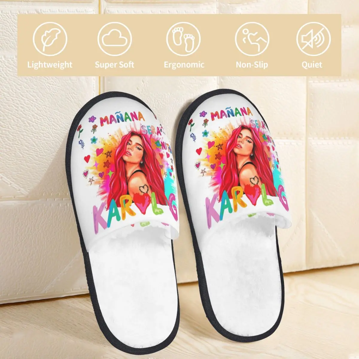 Karol G Manana Sera Bonito Furry Slippers Non Slip Soft Memory Foam Slides Living Room