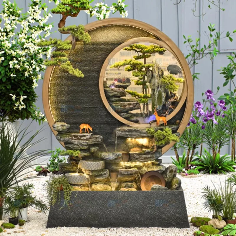 

【From China】Indoor/Outdoor Resin Garden Waterfall Ornament Floor-Standing Waterfall Curtain & Water Features Fountain