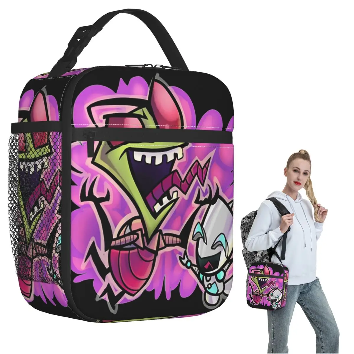 

Термосумка для обедов Gir Invader Zim Anime для женщин и детей, портативный контейнер для еды, термосумка-тоут