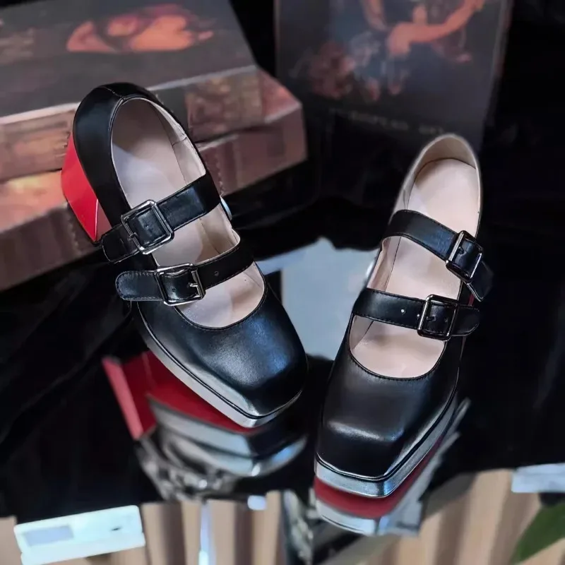 qq28LQGame Zenless Zone Zero /ZZZ Ellen Joe Maid Cosplay Czarne Czerwone Buty na Wysokim Obcasie 4cm/9cm Rozmiar 34-46 Cust