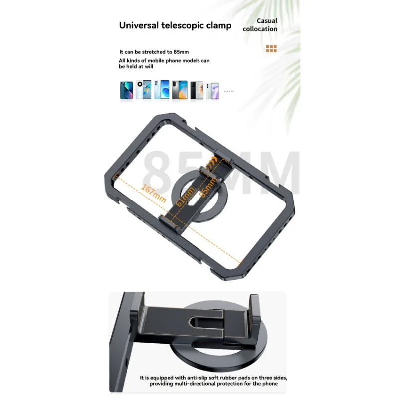 plplp Aluminum Alloy Magnetic Rabbit Cage for Smartphones Dual Handle Stabilizer Bracket