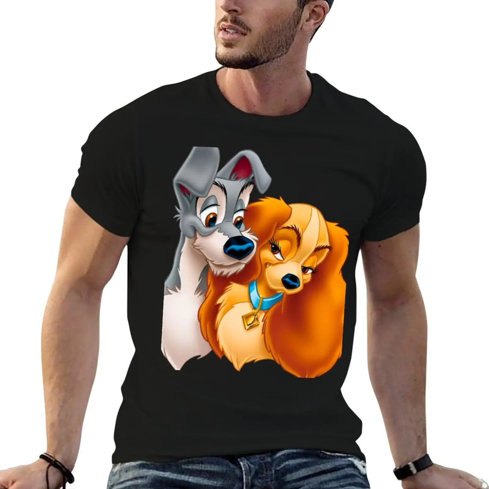 DOGS LA BELLE ET LE CLOCHARD T-Shirt Functional Casual Short Sleeve Tee