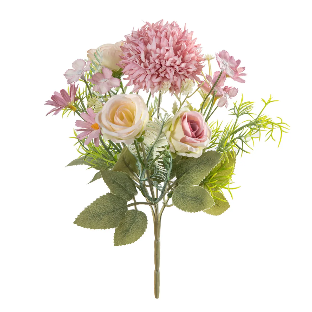 Rosen-Chrysanthemen-Seidenstrauß Künstliche Blumen Hochzeit Zuhause Valentinstag Kranz Gartenbogen DIY-Geschenk Bestseller Brautstrauß – Detail 5
