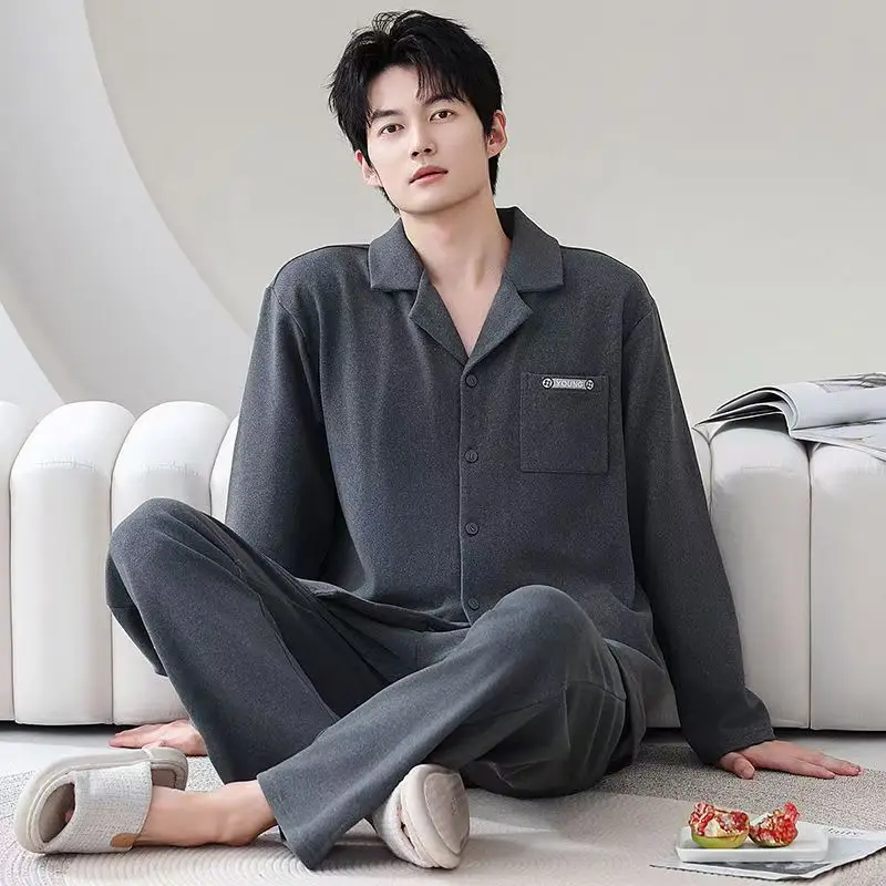 طقم كارديجان رجالي أنيق عالي الجودة بأكمام طويلة لخريف وشتاء 2025، ملابس مريحة جديدة بلون موحد مناسبة للارتداء في الخارج #6