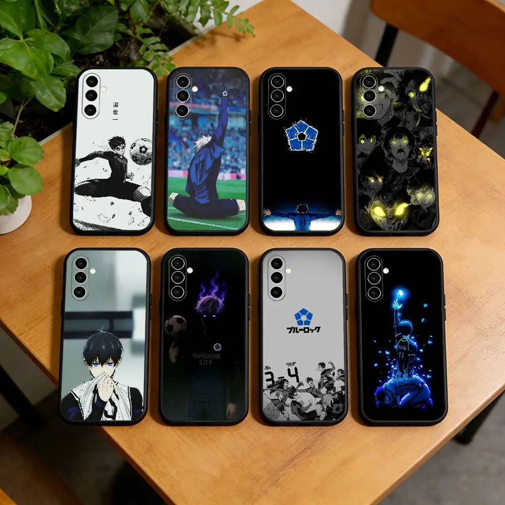 

Anime B-blue L-Lock Phone Case For Samsung Galaxy A73,A72,A71,A70,A53,A52,A51,Soft Silicone Black Cover