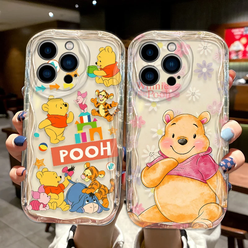 Disney Cute Pooh Bear For Apple iPhone 15 14 13 12 11 XS XR X Pro Max Plus Wave Oil Funda Cover Phone Case