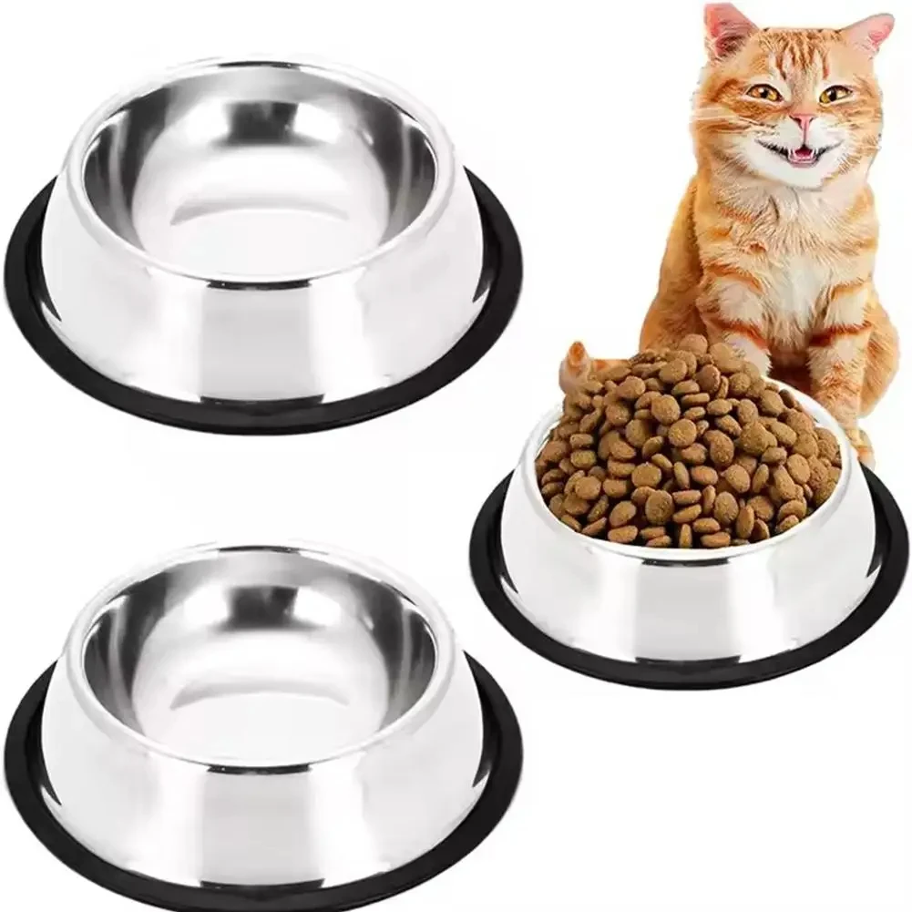 Stainless Steel Pet Dog Bowl Anti-slip & Rustproof Food & Drinking Tray Dog Bowl Food Accessories Pet Supplies