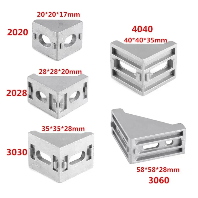 5/10pcs 2020 2028 3030 3060 4040 Cast Corner Fitting Angle  Connector Bracket Fastener for Aluminium Profile CNC Printer Parts