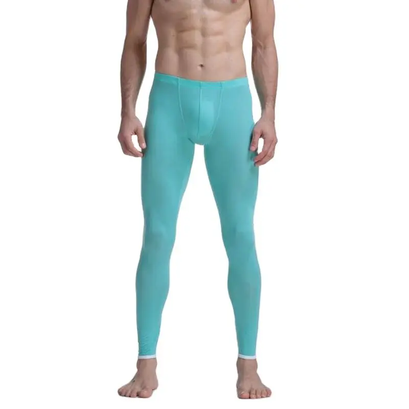 Male Thermal Underwear Bottom Mens Leggings Sexy Thermo Elastic Silky Translucent Pajamas Fitnes Ropa Interior Termica De Hombre