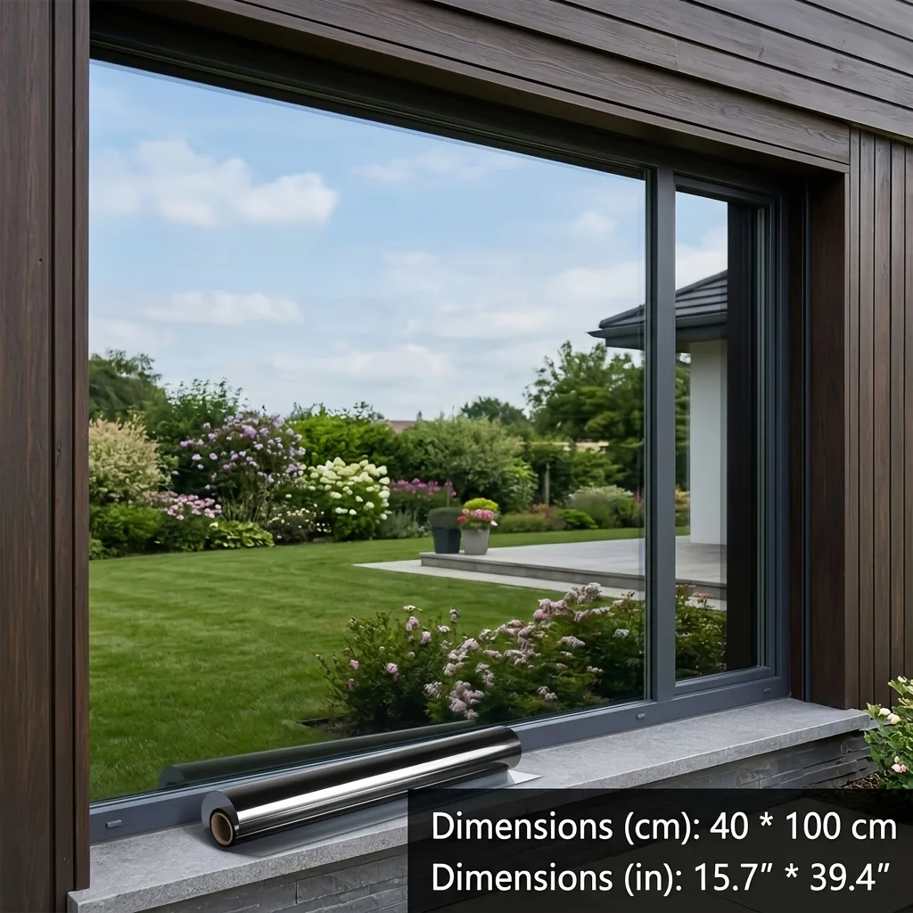 One Way Mirror Privacy Window Film Daytime Heat Control Sun Block Light Block Static Cling Removable for Home Office Glass