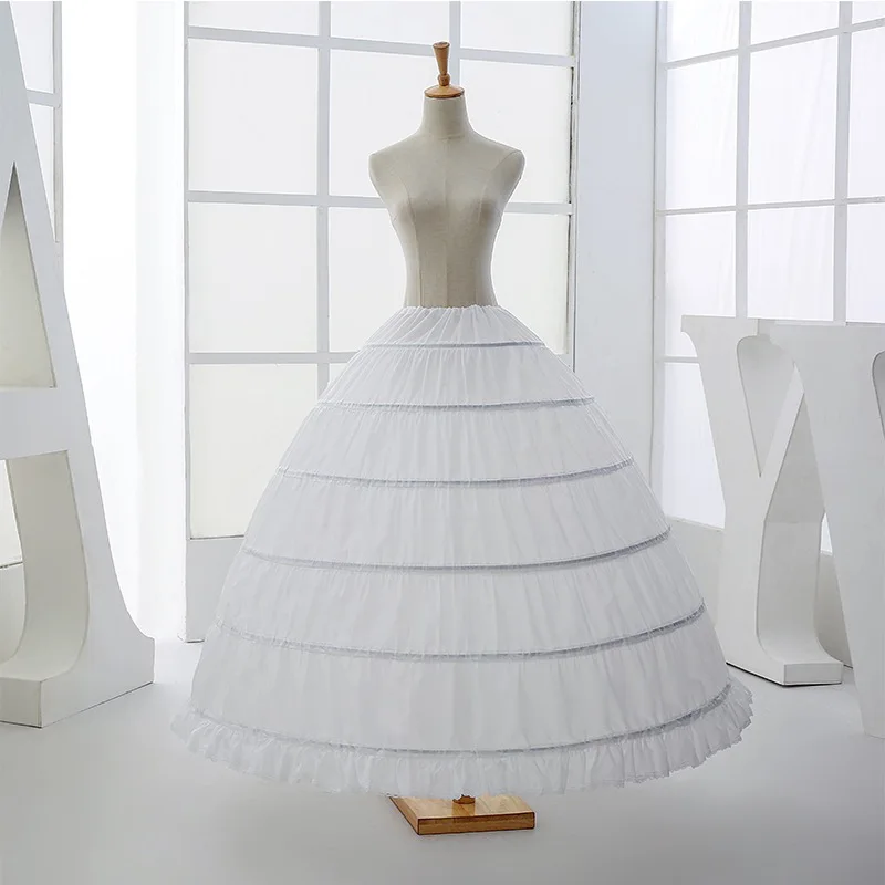 New Arrival 6 Hoop Elastic Waist Bridal Gown Drawstring Dress Tulle Underskirts Wedding Petticoats image 2