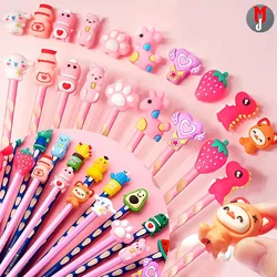 5-10PCS Cute Children's Pen Sleeve Cartoon Silicone Anti-Break Refill Pupils' Pencil Protective Cap