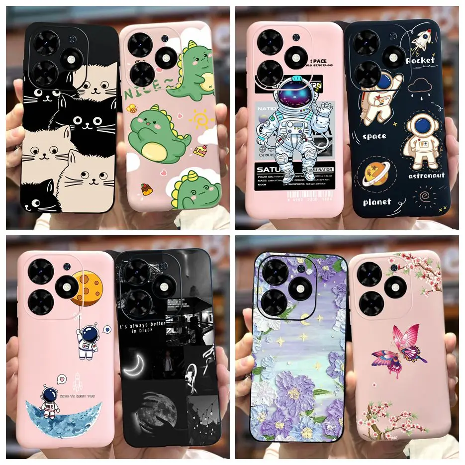 For Tecno Spark Go 2024 Case Tecno Pop 8 Pop8 Cute Candy Painted Cover Soft Silicone Phone Case For Tecno Spark Go 2024 BG6 Bags