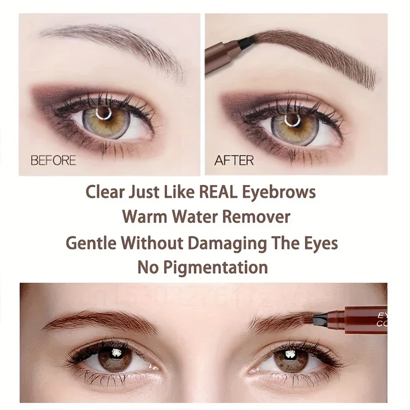 4 포인트 눈썹 연필 Maquillajes Para Mujer 방수 액체 눈썹 펜 메이크업 오래 지속되는 화장품 마이크로 블레이드 눈썹 연필