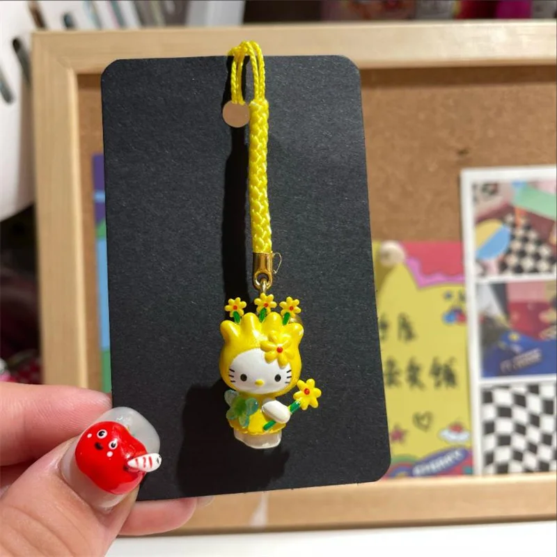Kawaii Sanrio Hello Kitty Mobile Phone Lanyard Pendant Wrist Strap Keycord Girl Keychain Earphone Case Hanging Chain Decoration