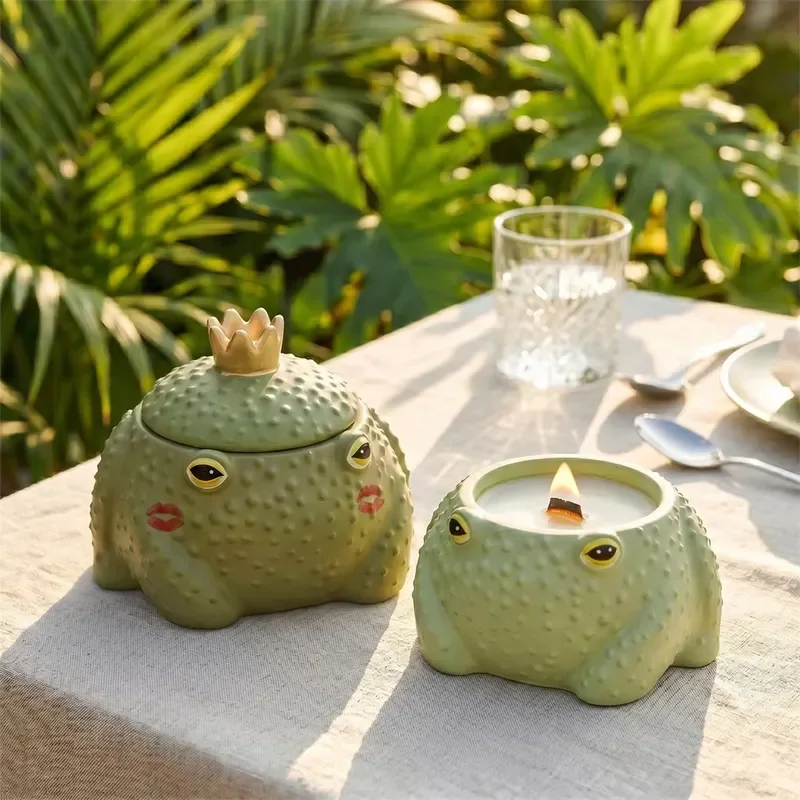 Silicone Candle Jar Molds for Prince Frog Plaster DIY Handmade Candle Vessel Jesmonite Concrete Mould Home Decor