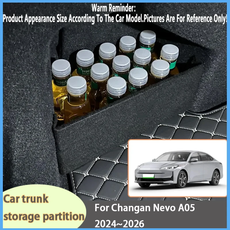

For Changan Nevo A05 2024~2026 Car Organizer Thickening Trunk Side Partition Trunk Interior Storage Box Parts