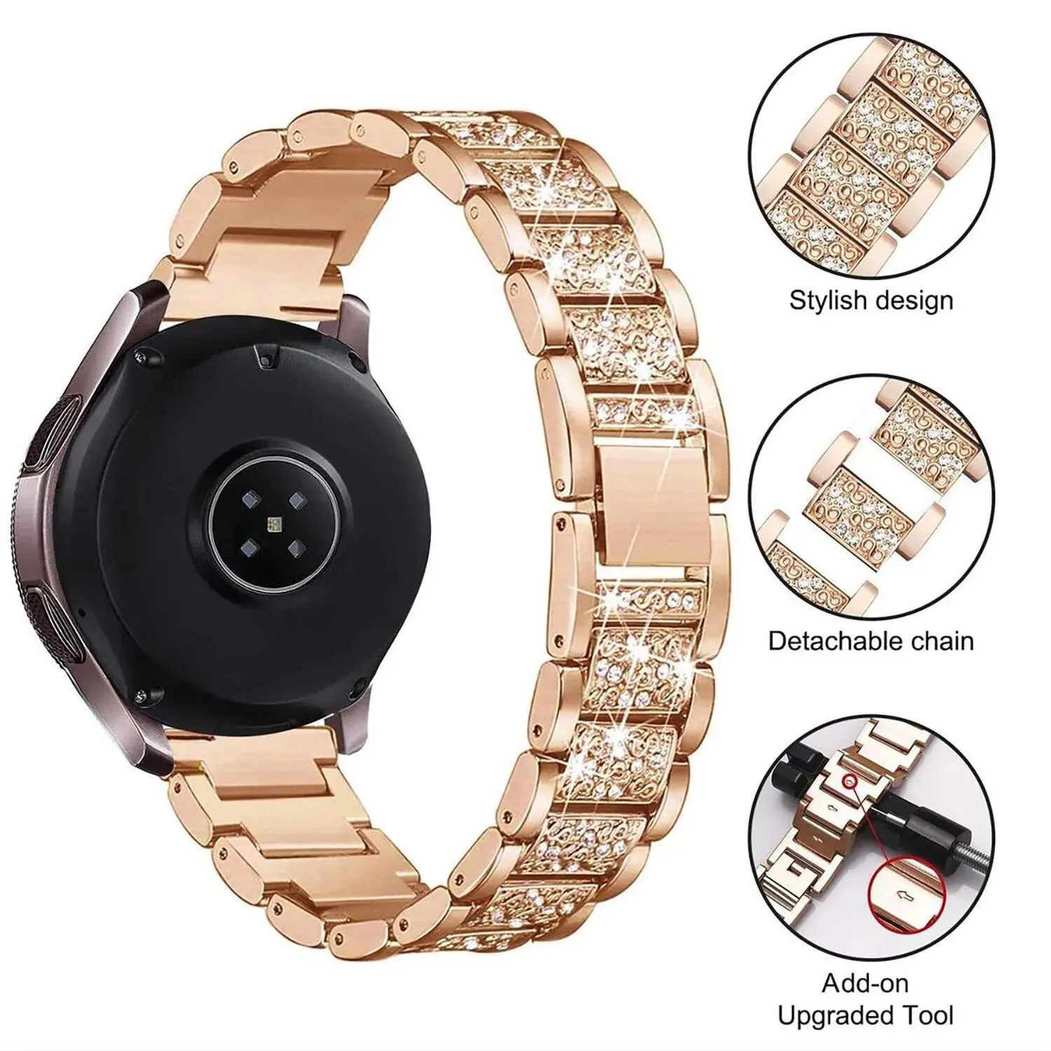 20mm Bling Diamond Strap for Samsung Galaxy Watch 6 5 4 Pro Classic 43mm 47mm 22mm Woman Bracelet Huawei Watch 4 GT 2 3 46 Band