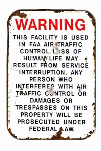 Airport Warning FAA Death ?? Vintage Advertising  All Metal Tin Sign  -Aluminum