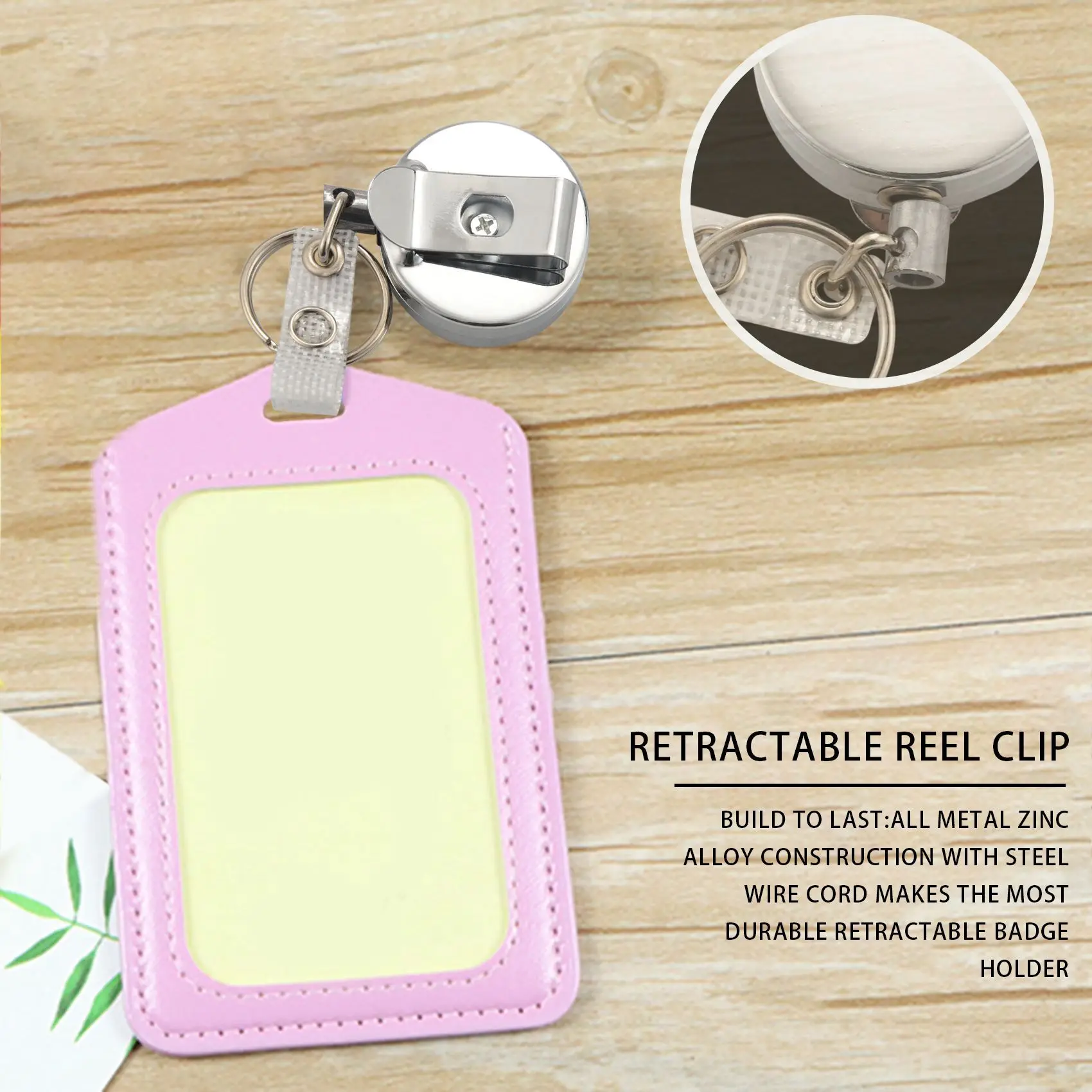 X64A-4 Pack Heavy Duty Retractable Badge Holder Reel,Metal ID Badge Holder With Belt Clip Key Ring For Name Card Keychain