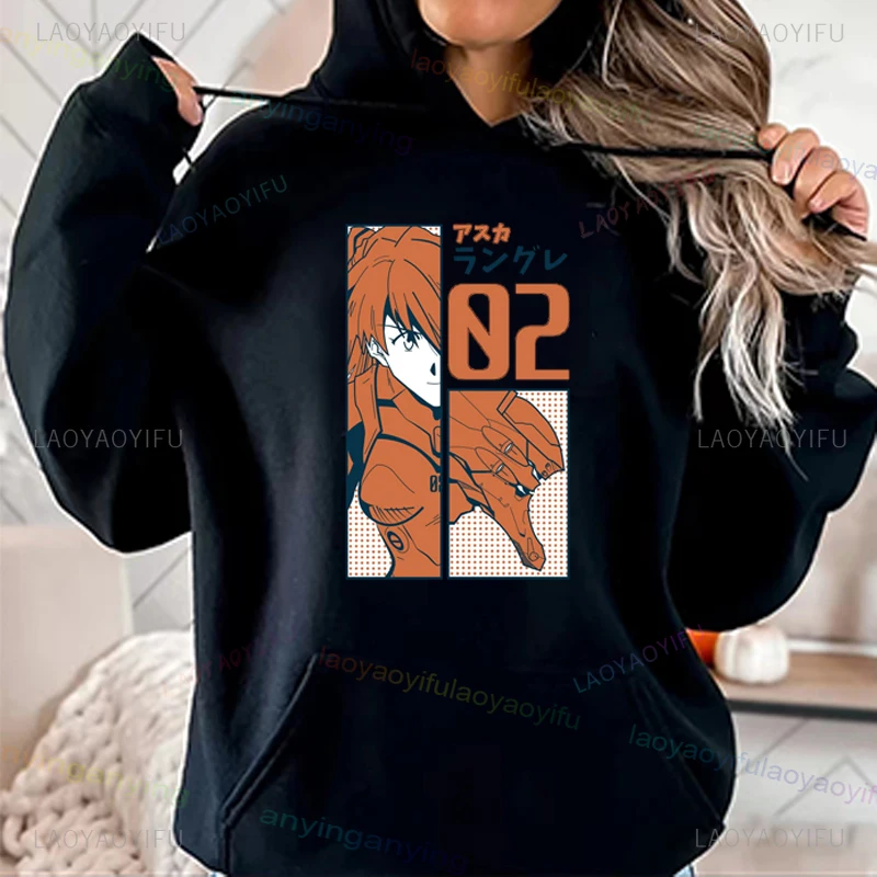 Anime-Neon-Genesis-Evangelion-hoodie koszula z długim rękawem mężczyźni kobiety kreskówka graficzny wzór Tee Harajuku Trend ubrania dla fanów