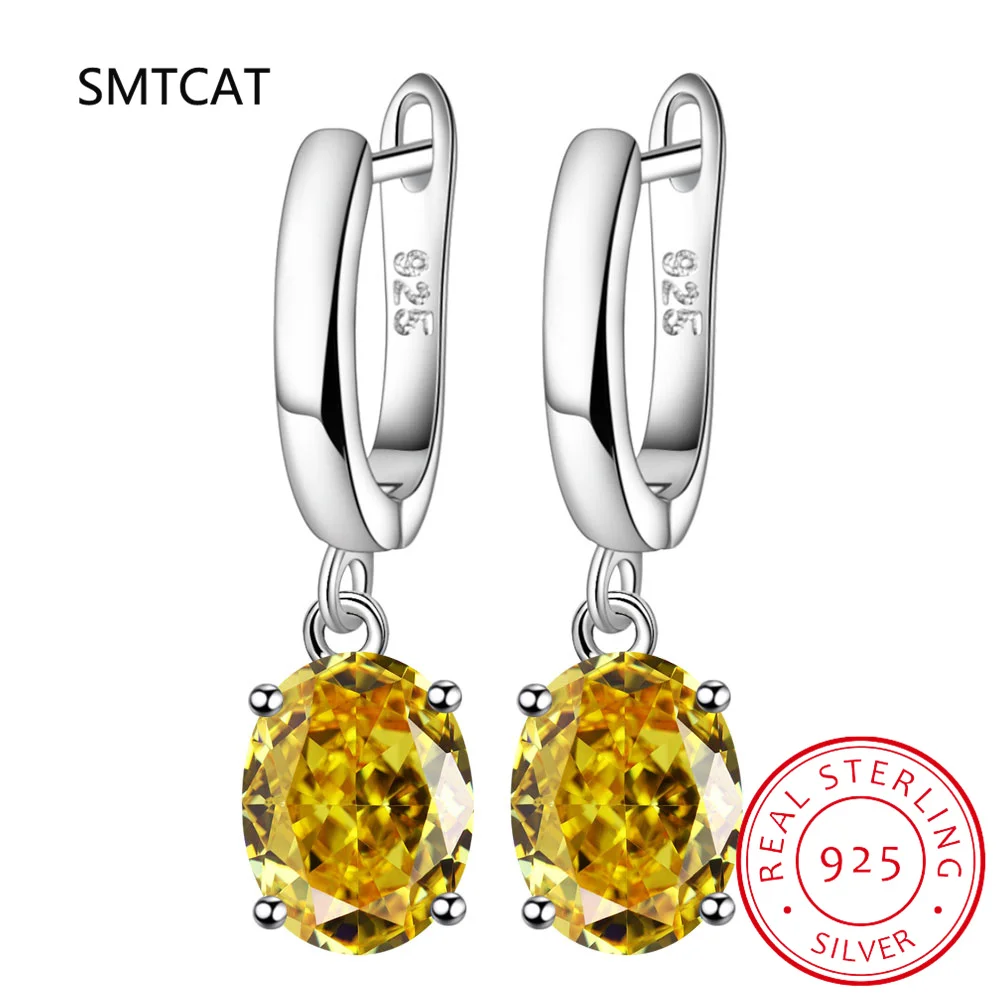 

1,4 карата овальные серьги-капли из стерлингового серебра 925 пробы с натуральным желтым цитрином для женщин, красочные драгоценные камни, ювелирные изделия, свадебный подарок