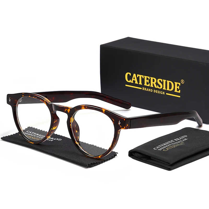 

CATERSIDE New Fashion Round Men's Eyeglass Frame Brand Design Pin Core Glasses Women's Anti Blue Light Decorative Glasses