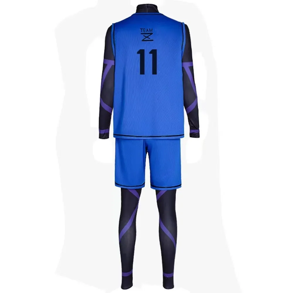 Blue Lock Soccer Jersey Boys Cosplay Costume Blue Isagi Yoichi Sportswear Bachira Meguru Gym Suit Coverall